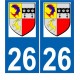 26 Beauvallon logo autocollant plaque immatriculation auto ville sticker