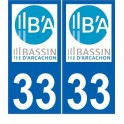 33 Bassin d'Arcachon sticker autocollant plaque immatriculation auto