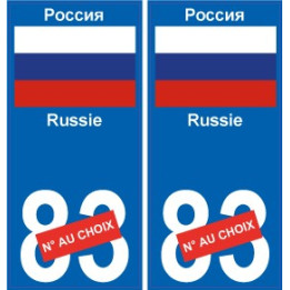Drapeau Russie numéro au choix sticker autocollant plaque immatriculation auto