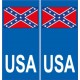 USA drapeau sudiste sticker autocollant plaque immatriculation auto