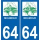 64 Moumour logo autocollant plaque immatriculation auto ville sticker