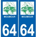 64 Moumour logo autocollant plaque immatriculation auto ville sticker