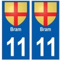 11 Bram   blason ville autocollant plaque