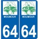 64 Moumour logo autocollant plaque immatriculation auto ville sticker