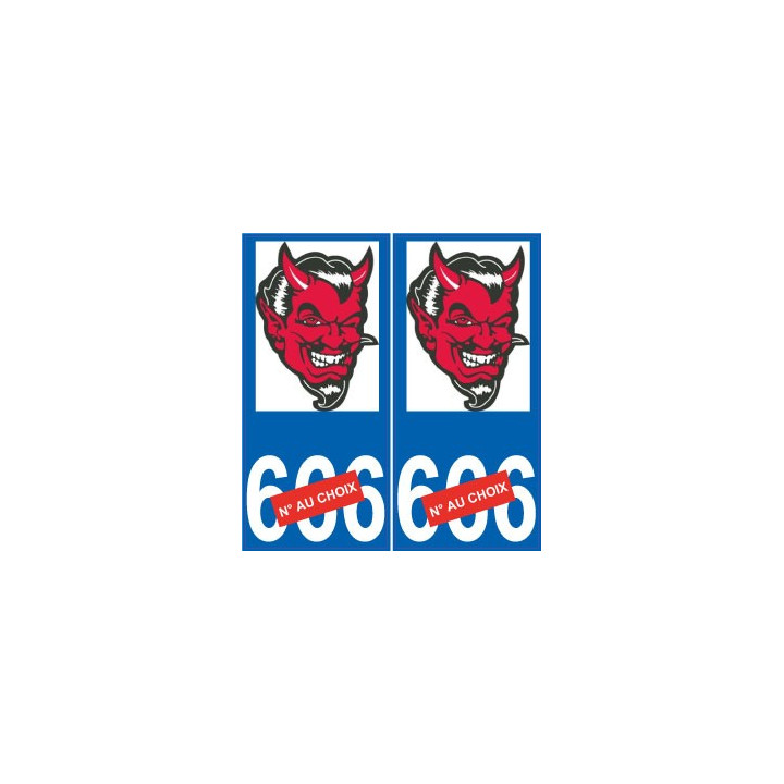 Tête de diable Satan 666 autocollant plaque immatriculation auto ville sticker