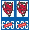 Tête de diable Satan 666 autocollant plaque immatriculation auto ville sticker
