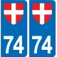 74 Haute Savoie autocollant sticker plaque immatriculation voiture auto sans texte