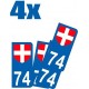 74 Haute Savoie autocollant sticker plaque immatriculation voiture auto sans texte