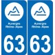 63 Puy-De-Dome sticker plaque immatriculation auto department sticker Auvergne-Rhône-Alps logo, 3