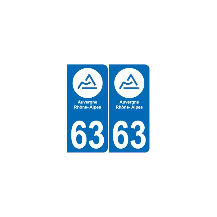 63 Puy-De-Dôme autocollant plaque immatriculation auto département sticker Auvergne-Rhône-Alpes logo 63