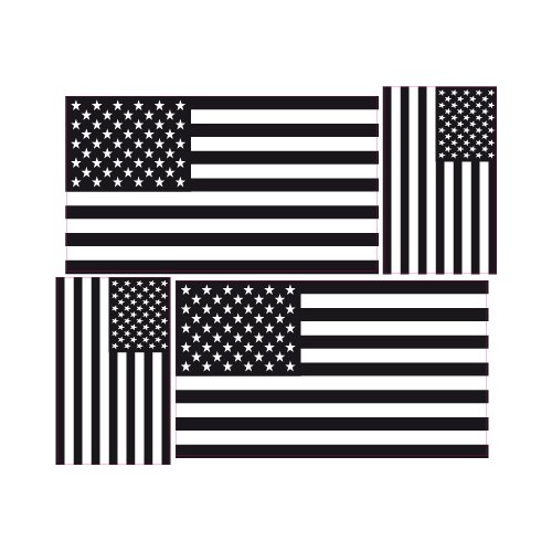 Autocollant Drapeau USA états-Unis Amérique sticker flag  - 4 stickers Noir blanc logo 63
