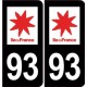 93 sticker Seine Saint Denis autocollant plaque auto logo 2 fond noir