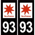 93 sticker Seine Saint Denis autocollant plaque auto logo 2 fond noir