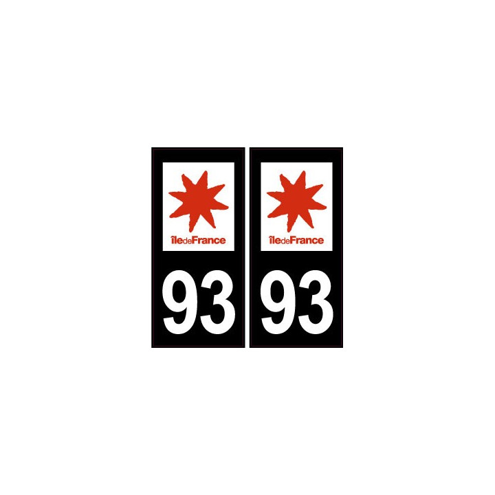 93 sticker Seine Saint Denis autocollant plaque auto logo 2 fond noir