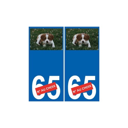 Chien chiot épagneul 03 sticker autocollant plaque immatriculation auto