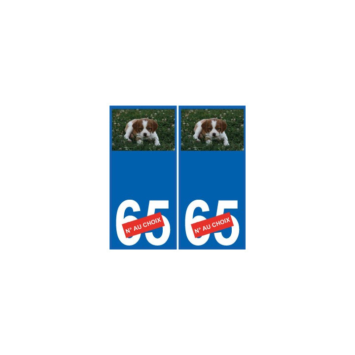 Chien chiot épagneul 03 sticker autocollant plaque immatriculation auto