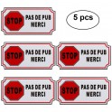 5 x Stop pas de pub publicité boite lettres sticker autocollant logo 5988 stop annonces