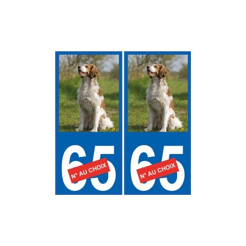 Chien épagneul assis 11 sticker autocollant plaque immatriculation auto