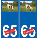 Chien épagneul debout 90 sticker autocollant plaque immatriculation auto