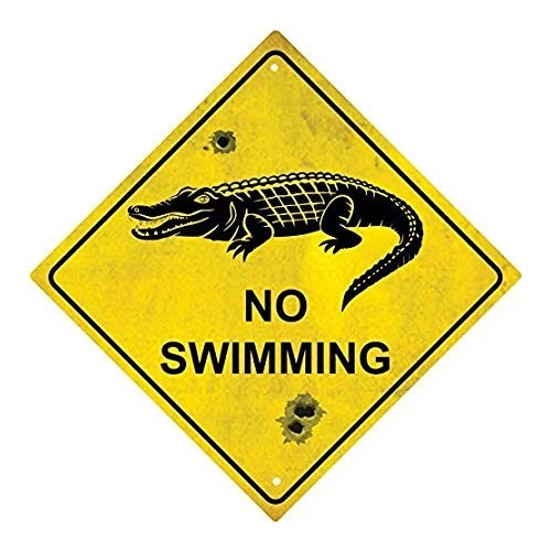 Autocollant Sticker Panneau Route Australie Crocodile no Swimming logo numéro 12 -