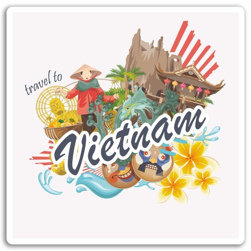2 x 10 cm VietNam Viêt Nam Autocollants Vinyle logo 32 - Asie Voyage Cool Sticker Bagages