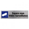 Sticker Espace sous Vidéo Surveillance autocollant - logo 83 Aspect Aluminium Brossé