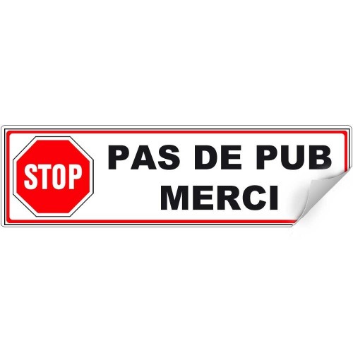 Stop Pub étiquette pour boite aux lettres - Autocollant pas de pub merci sticker