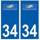 34 Frontignan logo autocollant plaque immatriculation ville
