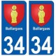 34 Baillargues blason autocollant plaque immatriculation ville
