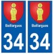 34 Baillargues blason autocollant plaque immatriculation ville