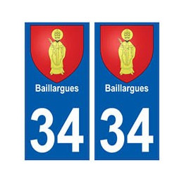 34 Baillargues blason autocollant plaque immatriculation ville