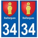 34 Baillargues blason autocollant plaque immatriculation ville