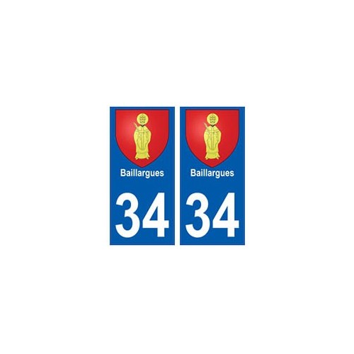 34 Baillargues blason autocollant plaque immatriculation ville