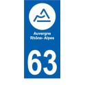 63 Auvergne Rhône-Alpes sticker autocollant plaque immatriculation moto