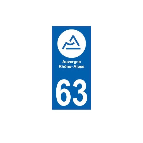 63 Auvergne Rhône-Alpes sticker autocollant plaque immatriculation moto
