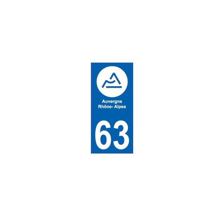 63 Auvergne Rhône-Alpes sticker autocollant plaque immatriculation moto