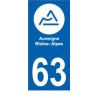63 Auvergne Rhône-Alpes sticker autocollant plaque immatriculation moto