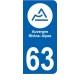 63 Auvergne Rhône-Alpes sticker autocollant plaque immatriculation moto