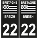 22 Breizh Bretagne drapeau sticker autocollant plaque immatriculation auto