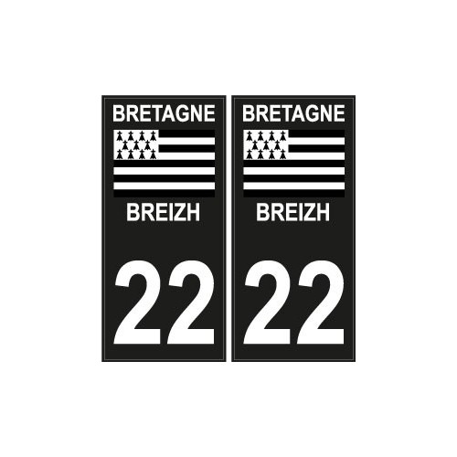 22 Breizh Bretagne drapeau sticker autocollant plaque immatriculation auto