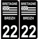 22 Breizh Bretagne drapeau sticker autocollant plaque immatriculation auto