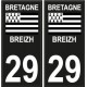 29 Breizh Bretagne drapeau sticker autocollant plaque immatriculation auto