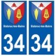 34 Balaruc-les-Bains blason autocollant plaque immatriculation ville