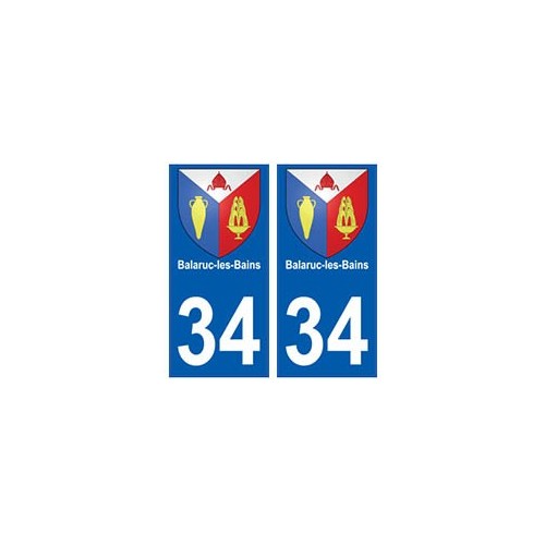 34 Balaruc-les-Bains blason autocollant plaque immatriculation ville