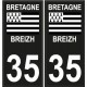 35 Breizh Bretagne noir drapeau sticker autocollant plaque immatriculation auto