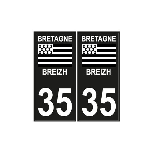 35 Breizh Bretagne noir drapeau sticker autocollant plaque immatriculation auto
