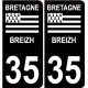 35 Breizh Bretagne noir drapeau sticker autocollant plaque immatriculation auto