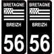 56 Breizh Bretagne drapeau noir sticker autocollant plaque immatriculation auto