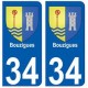 34 Bouzigues blason autocollant plaque immatriculation ville