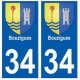 34 Bouzigues blason autocollant plaque immatriculation ville